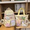 Ins de estilo japonés, nuevo y moderno, de alta apariencia, fresco y dulce, bolsa con insignia transparente, mochila ligera de gran capacidad