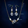 Cadena para Clavícula de Aguamarina Natural, Pulsera de Perlas de Agua Dulce, Diseño de Aretes de Aguamarina, Set de Joyería de 3 Piezas de Lujo Ligero