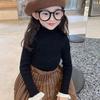 [En Stock] Prendas de Punto Ajustadas para Niñas Coreanas Camiseta Interior de Cuello Alto para Niños Estilo Bebé Prendas de Punto Tejidas Ropa para Niños 2025