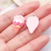 Acessórios de Resina DIY Desenho Animado Joias Rosa Creme Pirulito Bolo Urso Pingente Colar Brincos Chaveiro Pingente