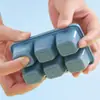 Molde de Cubitos de Hielo de Silicona, Bandeja de Liberación Táctil Única con Tapa, a Prueba de Polvo y Fugas, Ideal para Hielo Casero, Comida de Bebé y Gelatinas, 6 Compartimentos Independientes