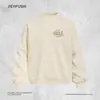 Sudadera holgada de cuello redondo con estampado de letras de moda urbana para hombre, estilo primavera y otoño, suéter casual versátil de moda urbana, camiseta deportiva