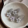 Presilha de Cabelo Flor de Liga Metálica com Strass e Pérolas Estilo Coreano Presilha Bico de Pato Exclusiva de Alta Qualidade Presilha para Franja Rebelde Acessórios de Cabelo Femininos