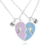 Europa y Estados Unidos explosiones transfronterizas amor costura BFF color unicornio buen amigo collar para niños aleación gota de aceite corto