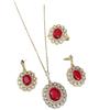 Venta caliente transfronteriza moda lujo ligero incrustado circonita conjunto de tres piezas de alta calidad lujo ligero gema colgante joyería conjunto de tres piezas