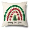 Juego de Fundas de Almohada Transfronterizas para Navidad Europea y Americana, Funda para Cojín de Sofá de Sala de Estar, Funda para Almohada de Cintura con Reno Papá Noel Árbol, Suministro de Fábrica