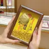 Moldura de Foto Ornamentada Dourada Bênção Celestial de Oficial Ouro Puro 999 Display de Tesouro Sala de Estar Escritório Cultural e Criativo Pequeno Presente Venda por Atacado