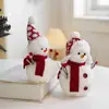Muñeco de Nieve Navideño de Espuma Rellena Adornos de Escritorio Bufanda Roja Muñeca Linda Decoración de Ambiente para Ventana