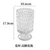 Jarrón Alto de Cristal Tallado Estilo Europeo, Portapalillos Transparente, Decoración de Escritorio para el Hogar, Recipiente para Arreglos de Flores Secas y Flores Cultivadas en Agua