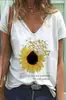 Comercio electrónico transfronterizo Amazon Camiseta de mujer con estampado de girasol y mariposa