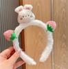 Bonita diadema de orejas de conejo de peluche para niños, diadema para lavarse la cara, horquilla para el pelo, tocado de conejo de celebridades de Internet, diadema, accesorios para el cabello peludo
