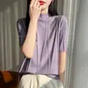 Suéter de Punto Nuevo Estilo Primavera-Verano 2026 con Hilo Retorcido, Cuello Semi Alto, Mangas Tres Cuartos, Suéter Holgado con Lentejuelas, Top Base