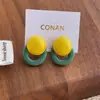 Pendientes de Resina con Bloques de Color, Diseño Minimalista Personalizado Estilo Coreano para Mujer, Pendientes de Aro Redondos Geométricos Elegantes y Lujosos