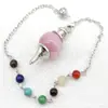 Joyería transfronteriza gema natural Cristal péndulo espiritual en forma de giroscopio cuentas de 18 mm 7 colores piedra energética colgante de péndulo