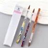 Plumas de Manicura Personalizadas Transfronterizas de 8 Colores Mármol Cristal, Varilla Acrílica Tubo de Aluminio Pluma Francesa Tallada en Cristal