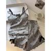 Pijama Sexy Estilo Puro Desejo Feminino Verão Renda Alça Curta Conjunto Roupa de Casa Alta Qualidade Atacado Transfronteiriço