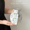 Nuevo Estilo Chino Medieval Azul y Blanco Porcelana Retro Jarrón Cerámica Flores Año Nuevo Sala de Estar Decoraciones Adornos Arreglo Floral Portaflores