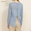 CANVAUS nuevo top de malla hueca de manga larga suelto con cuello redondo para mujer, otoño, para llevar por encima, para mujer, en stock, al por mayor