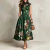 Ropa europea y americana para mujer 2026 dropshipping transfronterizo: Elegante vestido largo sin mangas con estampado digital y diseño floral tridimensional, vestido ajustado