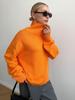 2026 Amazon Europeo y Americano Transfronterizo Otoño e Invierno Holgado Cuello Alto Simple Casual Color Sólido Suéter de Punto Jersey Versátil