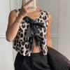 2025 transfronterizo Amazon wish comercio exterior estampado de leopardo chaleco pequeño Europa y Estados Unidos sexy chica caliente abrigo pequeño cárdigan con cordones mujeres