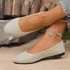 2025 Primavera e Outono Novo Camurça Europeu e Americano Comércio Exterior plus size Sapatos de Bico Fino Sapatos Femininos de Cor Doce Sapatos Femininos Baixos plus size Sapatos Femininos