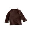Alta qualidade cor sólida de veludo macio gola alta metade gola alta quente fundo casual top outono e inverno infantil meninos e meninas bebê