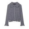 Estilo Europeo y Americano Reductor de Edad Cuello de Muñeca Doble Botonadura Capas Decorativas Tejido Chaqueta Suéter Cárdigan 2756131802