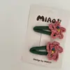 Par de pinzas para el pelo de flor de lana de color nuevo para niños, pinza para el pelo de bebé, pinza para flequillo
