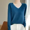 Suéter para mujer, capa base, top de punto de forro polar Andy, estilo nuevo, colección otoño/invierno transfronteriza, corte holgado, listo para usar, cuello en V, manga larga