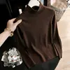 Camiseta de Lã Tricotada de Manga Longa com Gola Alta Meia-Calça Feminina Outono/Inverno 2026