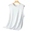 Chaleco exclusivo de seda helada transfronterizo para hombre, camiseta sin mangas de malla de secado rápido para verano, hombro ancho, talla grande, para deportes y fitness para hombres