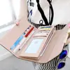 Billetera larga para mujer, nueva, con hebilla, rombos, gran capacidad, corona, bordada, para teléfono móvil, venta al por mayor para mujeres