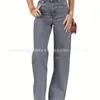Pantalones Largos de Mezclilla Rectos de Pierna Ancha Elásticos Lavados Azul Claro para Mujer Nuevos Transfronterizos de Amazon Europeos y Americanos 2025