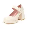Hebilla de cinturón simple patrón de piedra boca poco profunda punta cuadrada zapatos de una sola capa tacón grueso tacones altos 33-43 zapatos de comercio exterior