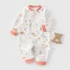 Macacão de Algodão Puro para Bebês Meninos e Meninas, Estilo Outono e Inverno, Macacão de Manga Longa para Passeios na Primavera e Outono