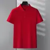 Camisa polo masculina de verão lisa, de manga curta, com colarinho, adequada para uso business casual, disponível em várias cores, resistente a rugas e versátil