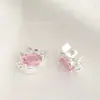 Pendientes Brillantes de Gato Kt con Lazo para Mujer, Dulces, Únicos, Delicados, Elegantes, Compactos, Sencillos, Versátiles para el Uso Diario