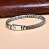 Pulsera de Plata de Ley 925 Tejida a Mano Quilla para Hombre Plata de Ley Creativa Retro Personalidad Sentido Avanzado Nicho Regalo para Pareja