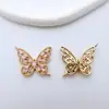 Colgante Hueco de Mariposa Chapado en Oro de Cobre Microincrustado de Circonita Joyería de Color Duradero Accesorios para Collares DIY Cadena de Clavícula Doble Colgante