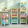 Estante de Almacenamiento Versátil con Ruedas, Carrito de Piso Multicapa, Estante Giratorio de Almacenamiento Macaron, Carrito de Snacks con Polea para Niños