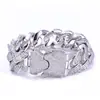 Hip-Hop Europeo y Americano Transfronterizo Cadena Cubana de Zirconia de Tres Filas en T de 18 mm Accesorios de Alta Gama Pulsera para Hombre Joyería de Moda