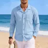 2026 Comercio Exterior Otoño Nueva Ropa de Hombre 7 Colores Lino Manga Larga Holgada Sudadera Camisa de Manga Larga Lisa Hombre Tallas Grandes
