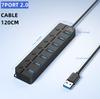 Divisor USB 3.0 de Siete Botones con Interruptor Diamante Transfronterizo, Expansor USB Multipuerto, USB Hub de Transmisión de Alta Velocidad