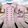 AliExpress transfronteiriço camiseta masculina de manga curta personalidade chef restaurante impressão 3D casual solta manga curta venda direta da fábrica