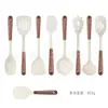 Juego de Utensilios de Cocina de 9 Piezas, Espátula Antiadherente Resistente a Altas Temperaturas, Espátula para Cocinar, Cuchara para Sopa, Mango de Madera, Juego de Utensilios de Cocina de Silicona al por Mayor