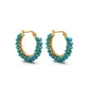 Aretes de Acero Inoxidable con Forma de C y Flor de Cristal, Aretes con Perlas, Aretes para Mujer Europeos y Americanos, Venta al por Mayor Transfronteriza