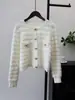 Cárdigan de Punto de Terciopelo Imitación de Visón Estilo Francés 2025 Otoño e Invierno Nuevo Estilo Corto Elegante Suave y Sedoso Chaqueta Suéter para Mujer