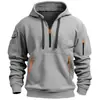 Sudadera para hombre transfronteriza, prenda exterior de otoño e invierno, sudadera con capucha y múltiples bolsillos para hombre, estilo deportivo casual holgado, en stock