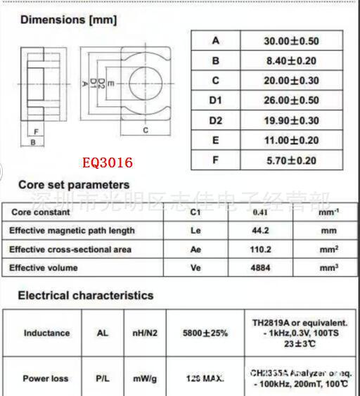 EQ3016磁芯资料